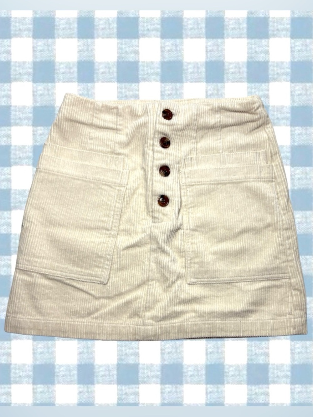 Cream Corduroy Button-Front A-Line Skirt Forever 21